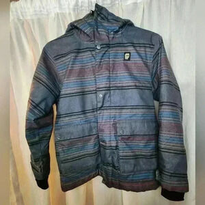 Orage Kids Snow Jacket Size Medium 10 Multi colored stripes.